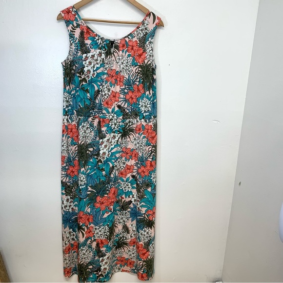 Talbots Maxi Dress XP Floral Knit  Stretch Tropical Sleeveless Casual Vacation - Picture 1 of 7